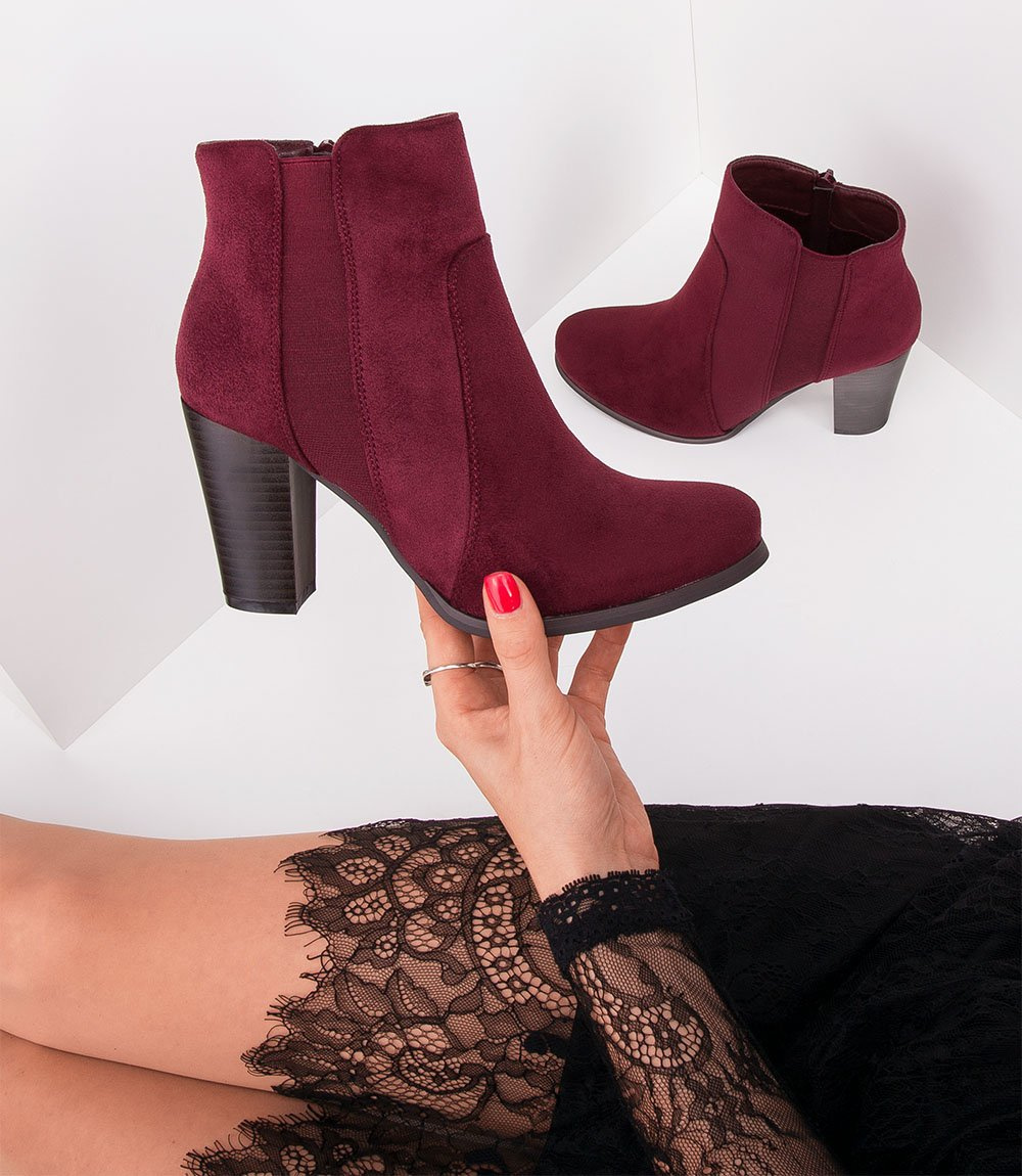 Botki damskie Laura Mode Y-027 Bordowe