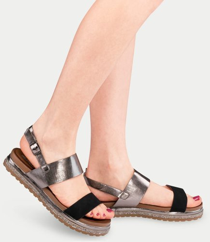 Sandały damskie Bestelle 219-SA-1 Czarno-Szare