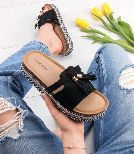 Klapki damskie Laura Mode WL031 Czarne