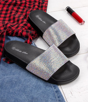 Klapki damskie z cyrkoniami Bello Star S66 Czarne