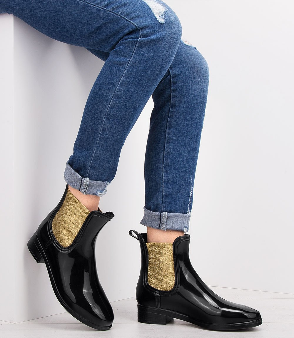 Kalosze damskie N/M Czarno - Złote