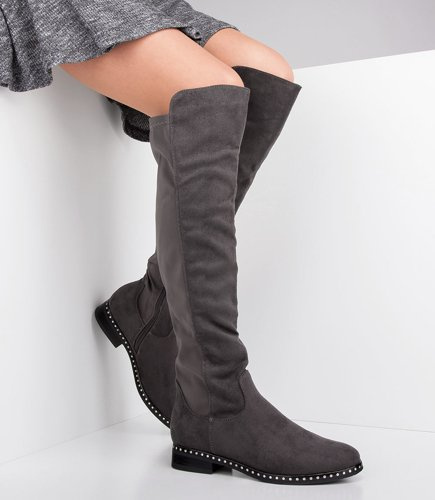 Kozaki damskie Foreverfolie H305 Szare