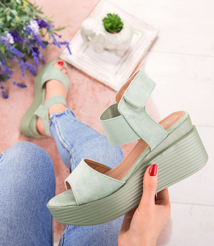 Sandałki damskie Shoesita BE-9011 Zielone