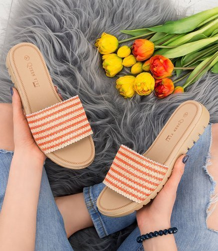 Klapki damskie Queen Vivi 809 Pomarańczowe