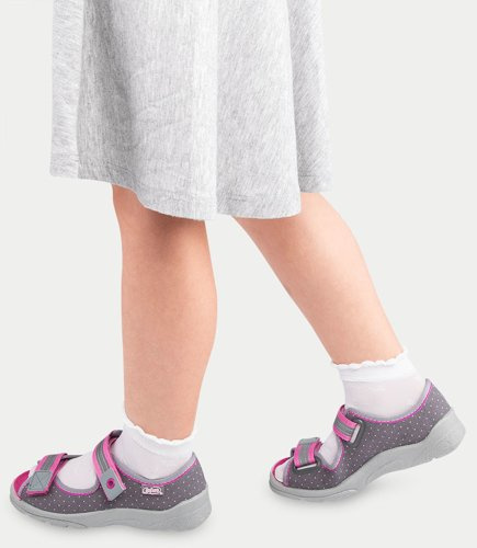 Sandałki dziecięce Befado 969X126 Szaro-Różowe