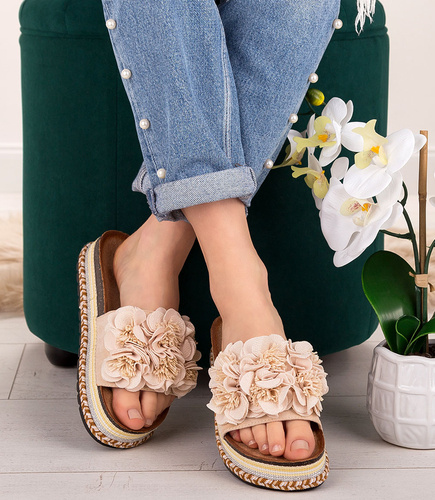 Klapki damskie Bestelle LS065 Beżowe