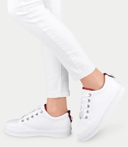 Buty sportowe damskie N/M CC-2 Biało - Czerwone