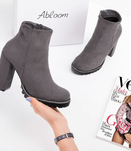 Botki damskie Abloom 58-581 Szare