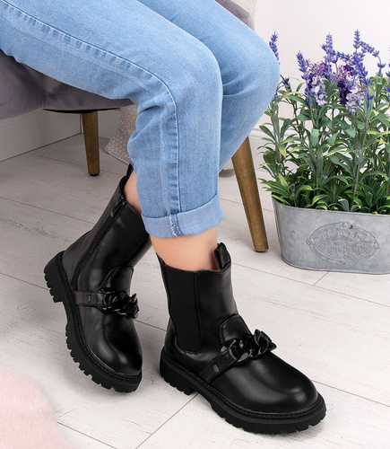 Botki dziewczęce Rock & Joy 7353-3A Czarne + B