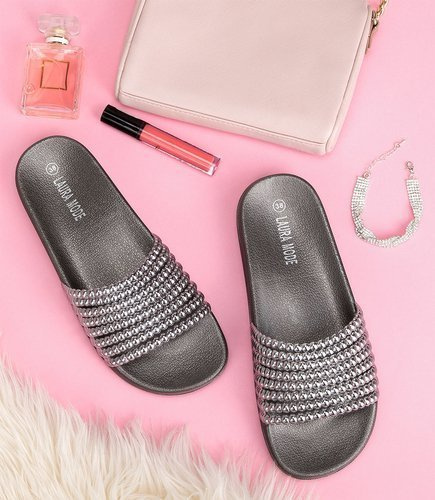 Klapki damskie Laura Mode LS-110 Grafitowe