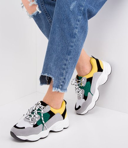 Buty sportowe damskie N/M 2018-A02 Szaro-Żółte