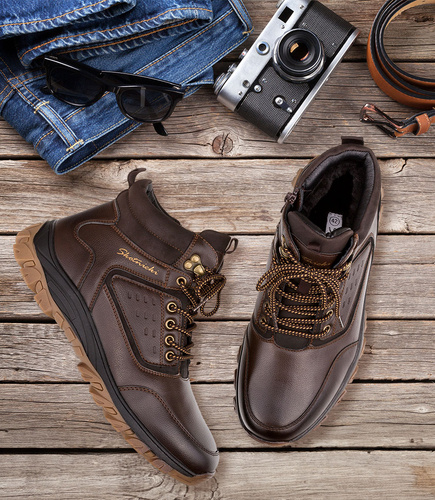 Trapery męskie Skotnicki B-4-723 Brązowe