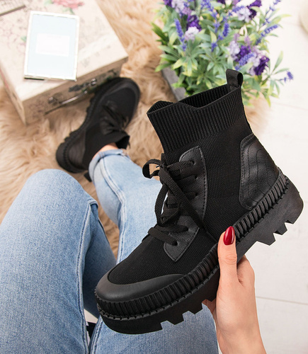 Botki damskie N/M HY288-G Czarne