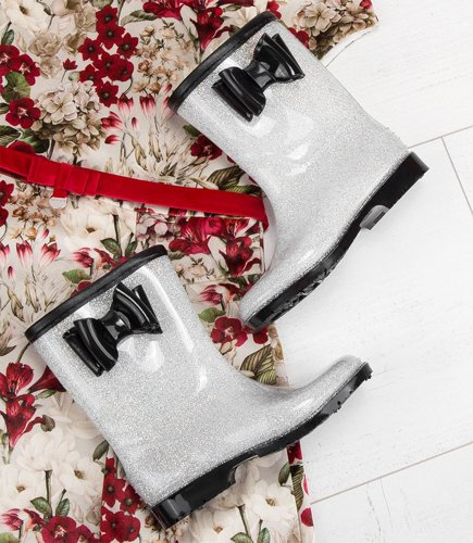 Kalosze dziecięce Lano FMTT-02 Srebrno-Czarne