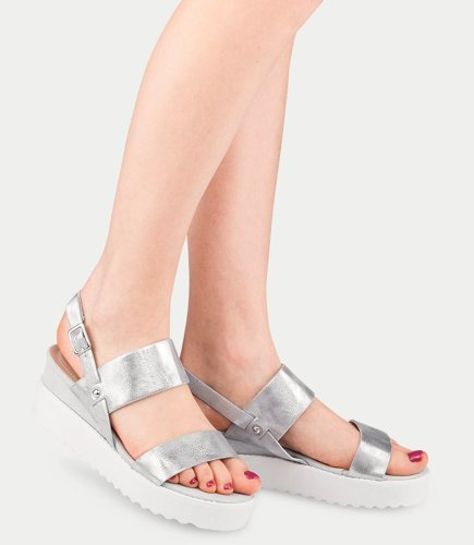 Sandały damskie Bestelle 100-876SA-1 Srebrne