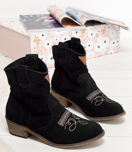 Kowbojki damskie Foreverfolie AB62 Czarne