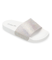 Klapki damskie z cyrkoniami Bello Star S66 Białe