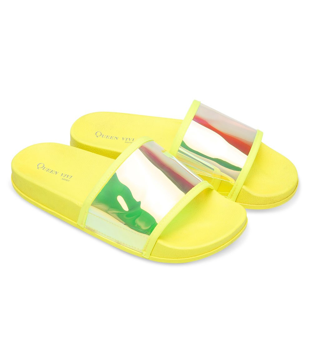 Klapki damskie Queen Vivi 218-255 Żółte Neonowe