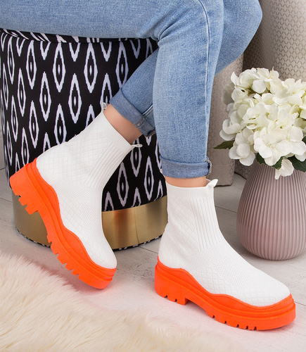 Buty sportowe N/M 88-56 Biało-Pomarańczowe