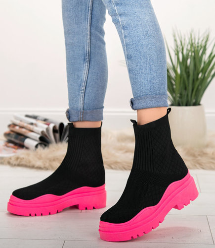 Buty sportowe N/M 88-56 Czarno-Fuksjowe