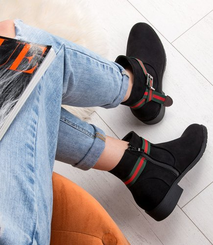 Botki damskie N/M 6119 Czarne