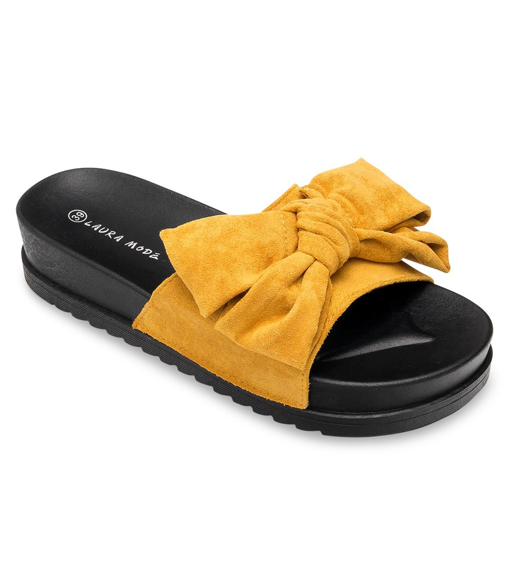 Klapki damskie Laura Mode SYT-04 Żółte