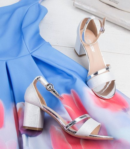 Sandałki damskie Abloom A3076 Srebrne