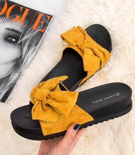 Klapki damskie Laura Mode SYT-04 Żółte