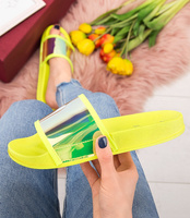 Klapki damskie Queen Vivi 218-255 Żółte Neonowe