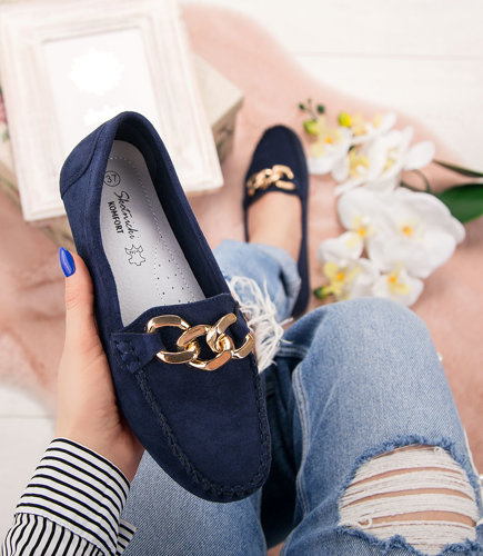 Mokasyny damskie Skotnicki P-3-0581 Granatowe