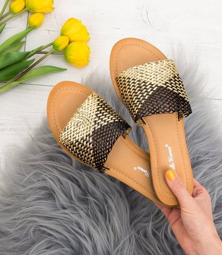 Klapki damskie Belle Women 4171 Złote