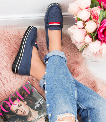 Mokasyny damskie Skotnicki P-3-0501 Granatowe