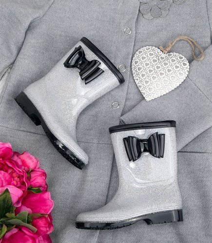 Kalosze dziecięce Lano FMTT-02 Srebrno-Czarne