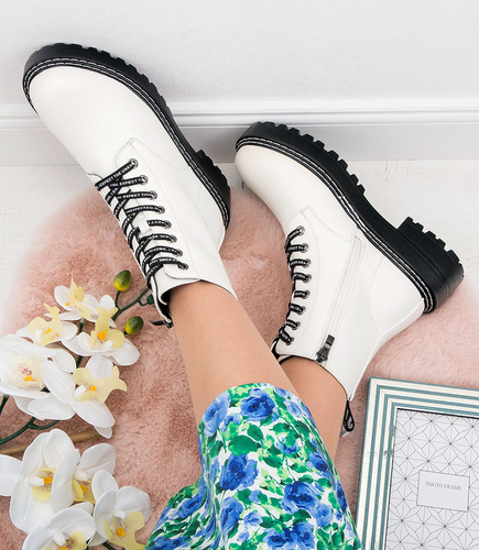 Botki damskie Skotnicki B-3/181 Białe