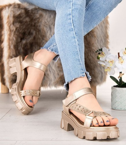 Sandałki damskie Shoesita K-8055 Złote
