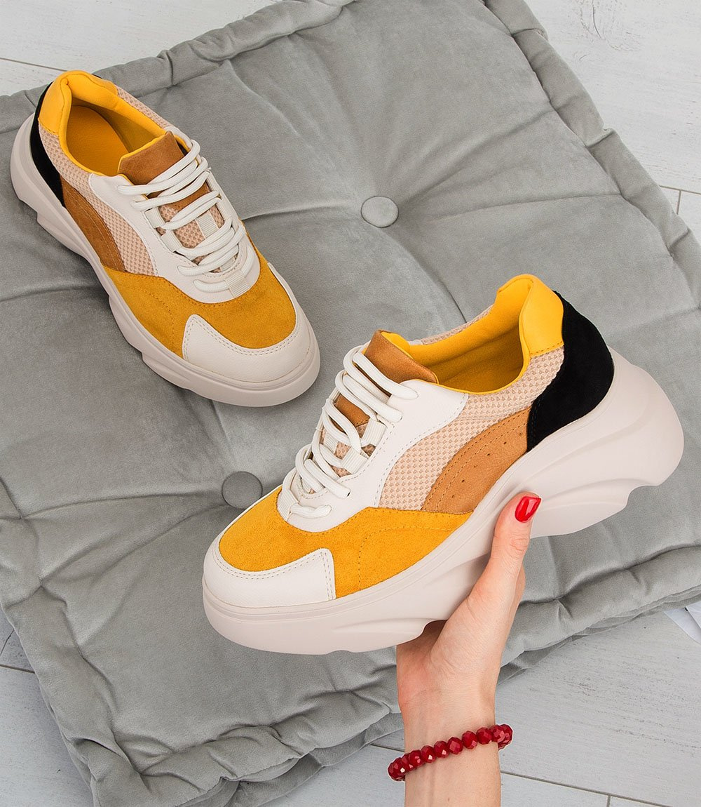 Buty sportowe damskie N/M F215 Żółte