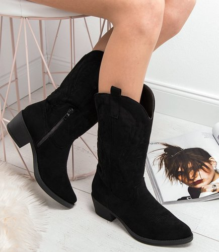 Wegańskie Kowbojki damskie Ideal Shoes MR-1881 Czarne