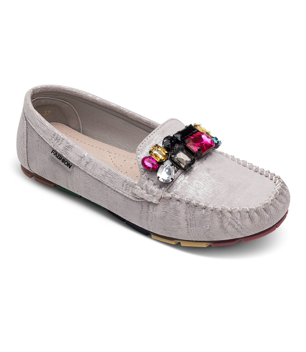 Mokasyny damskie Skotnicki P-3-0596 Srebrne