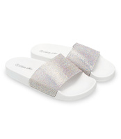 Klapki damskie z cyrkoniami Bello Star S66 Białe