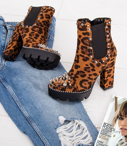 Botki damskie N/M 18803-1 Panterka