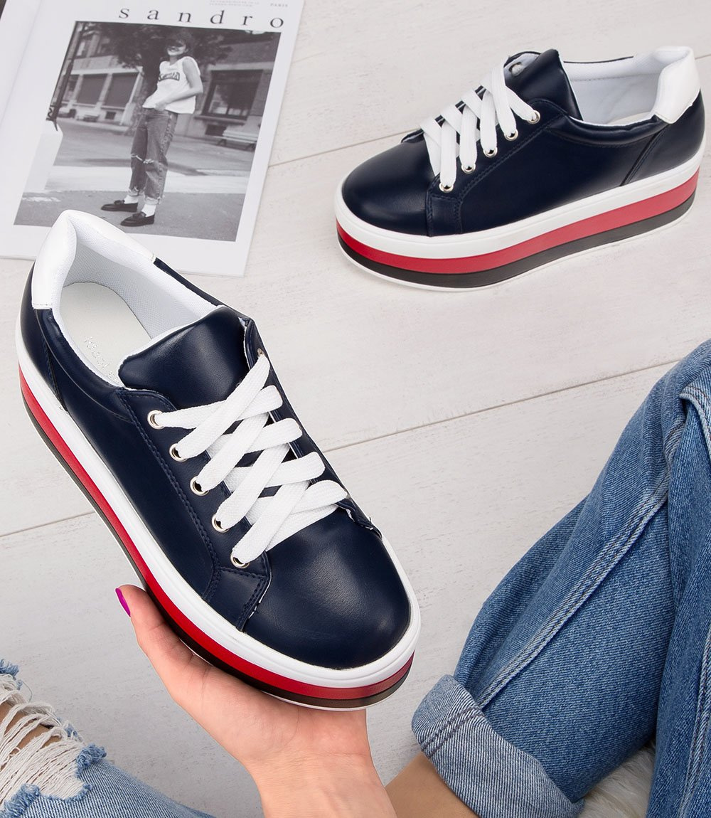 Buty sportowe damskie Ideal Shoes U-6273 Granatowe