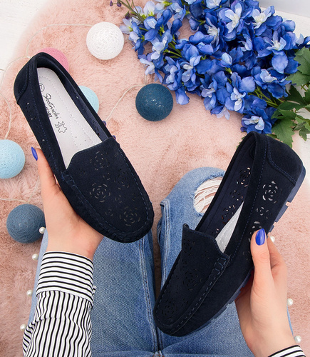 Mokasyny damskie Skotnicki P-3-0583 Granatowe