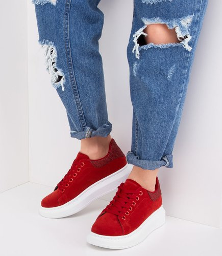 Buty sportowe damskie N/M 2018-66 Czerwone