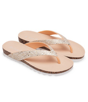 ZŁOTE JAPONKI DAMSKIE BROKATOWE NA KORKU