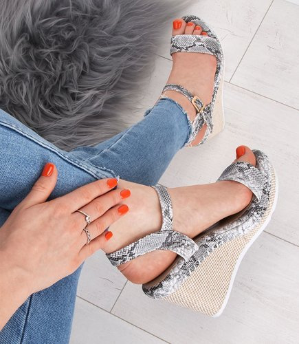 Sandałki damskie Ideal Shoes U-6292 Skóra Węża