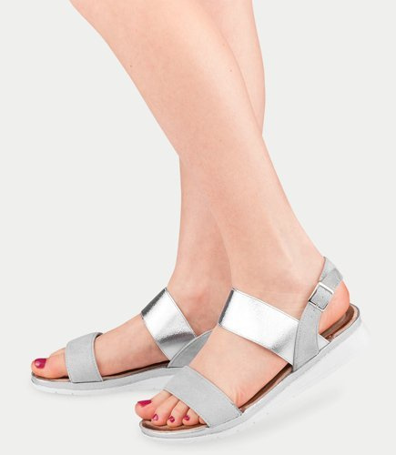 Sandałki damskie Laura Mode A-04 Srebrne