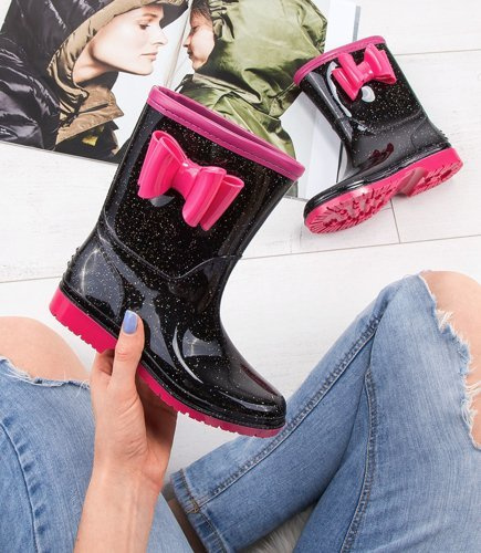 Kalosze dziecięce Lano FMTT-02 Czarno-Różowe