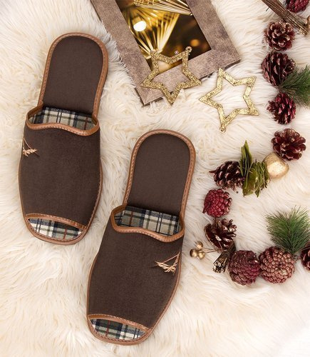 Kapcie męskie Natural Style NS-067 Brązowe