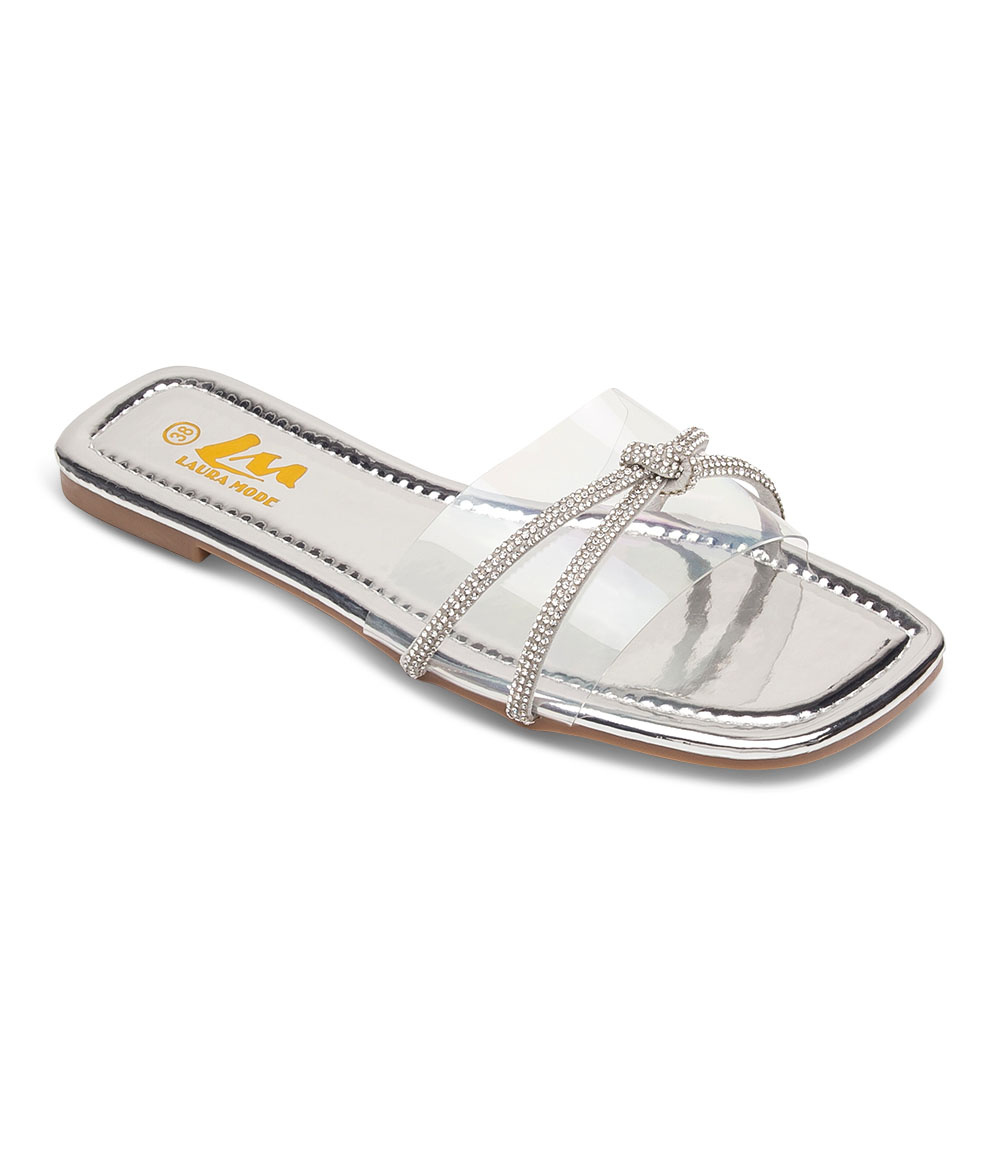 Klapki damskie Laura Mode QL-235 Srebrne