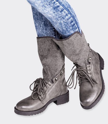 Botki damskie Ideal Shoes SU-2713 Szare